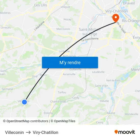 Villeconin to Viry-Chatillon map