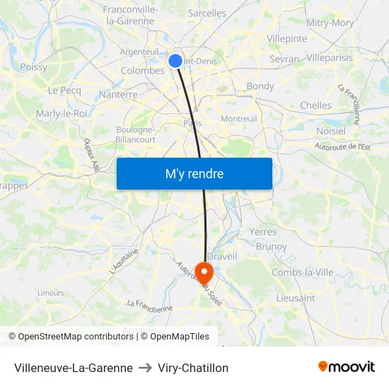 Villeneuve-La-Garenne to Viry-Chatillon map