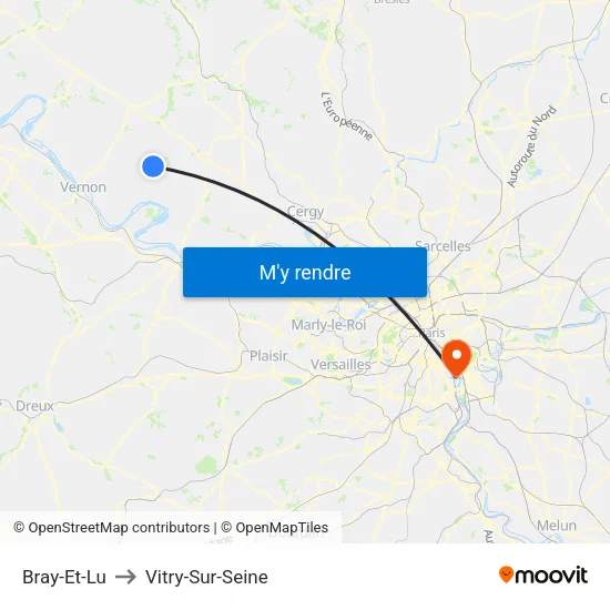 Bray-Et-Lu to Vitry-Sur-Seine map