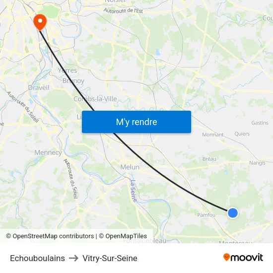 Echouboulains to Vitry-Sur-Seine map