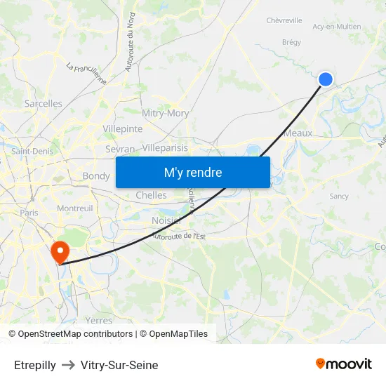 Etrepilly to Vitry-Sur-Seine map