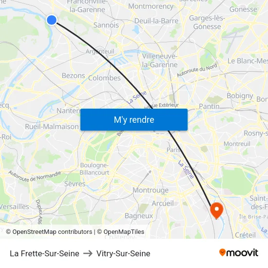 La Frette-Sur-Seine to Vitry-Sur-Seine map