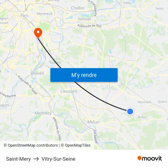Saint-Mery to Vitry-Sur-Seine map