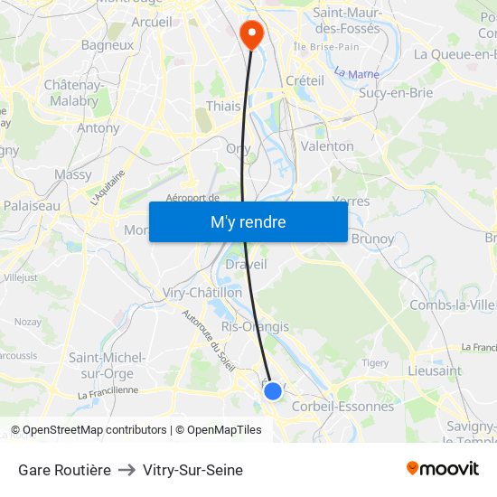 Gare Routière to Vitry-Sur-Seine map