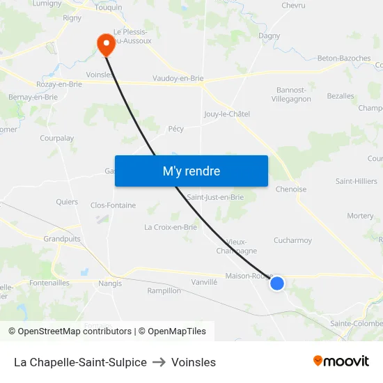 La Chapelle-Saint-Sulpice to Voinsles map