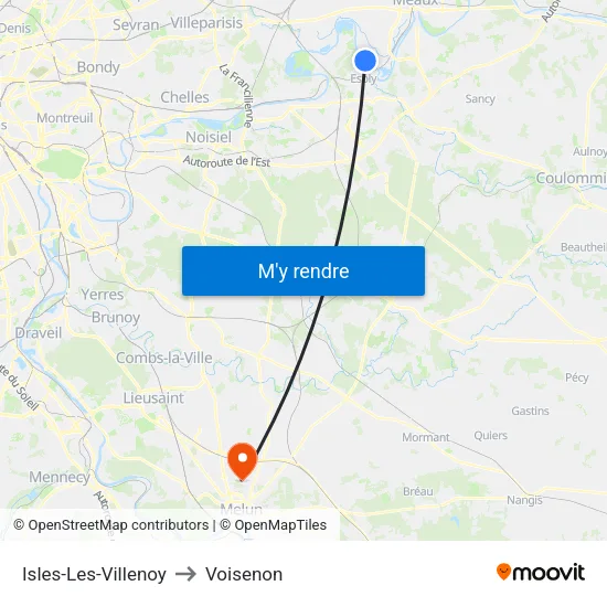 Isles-Les-Villenoy to Voisenon map