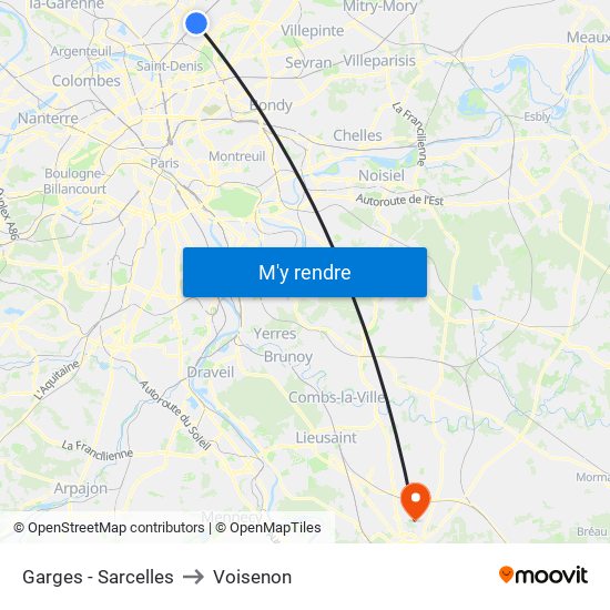 Garges - Sarcelles to Voisenon map