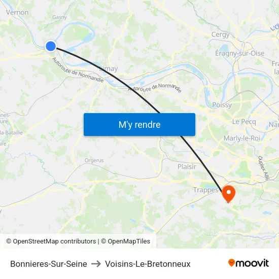 Bonnieres-Sur-Seine to Voisins-Le-Bretonneux map