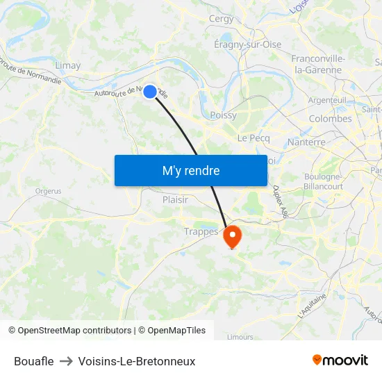 Bouafle to Voisins-Le-Bretonneux map