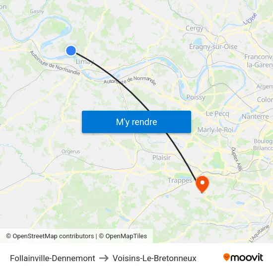 Follainville-Dennemont to Voisins-Le-Bretonneux map