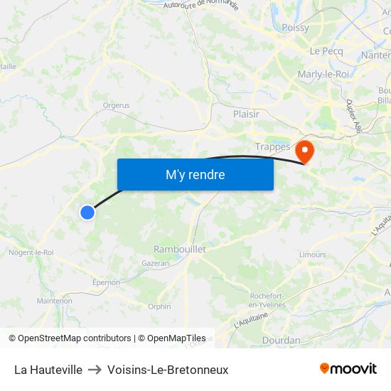 La Hauteville to Voisins-Le-Bretonneux map