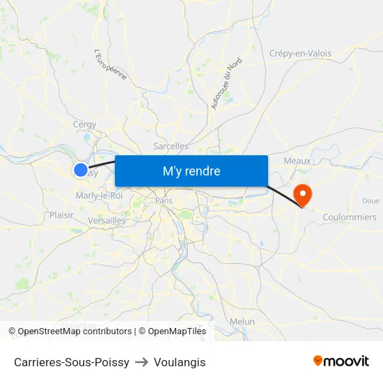Carrieres-Sous-Poissy to Voulangis map