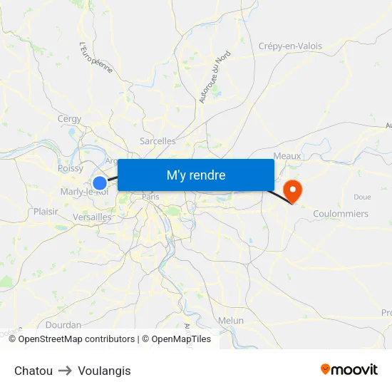 Chatou to Voulangis map