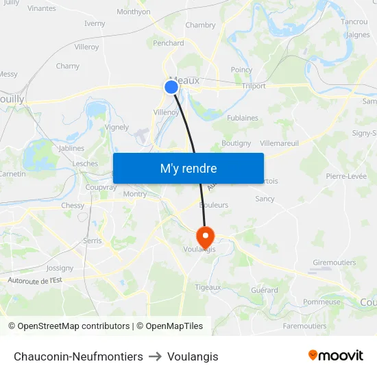 Chauconin-Neufmontiers to Voulangis map