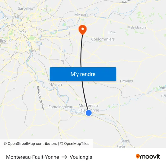 Montereau-Fault-Yonne to Voulangis map