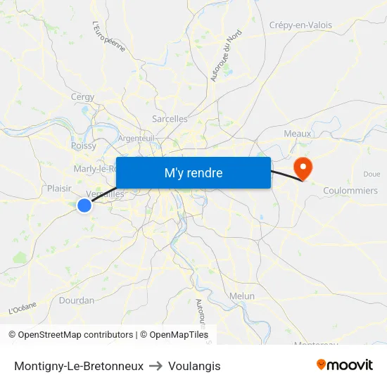 Montigny-Le-Bretonneux to Voulangis map