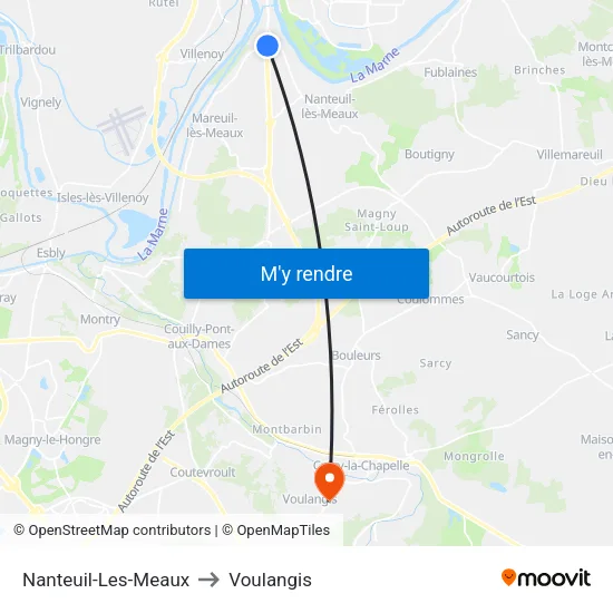 Nanteuil-Les-Meaux to Voulangis map