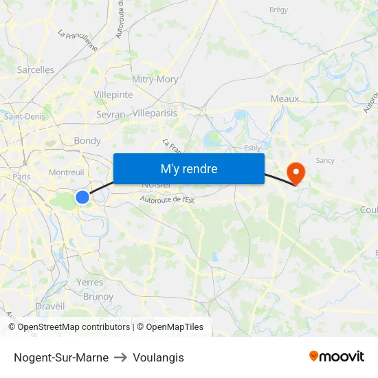 Nogent-Sur-Marne to Voulangis map
