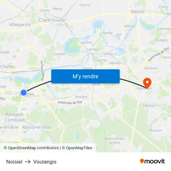 Noisiel to Voulangis map