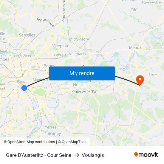 Gare D'Austerlitz - Cour Seine to Voulangis map