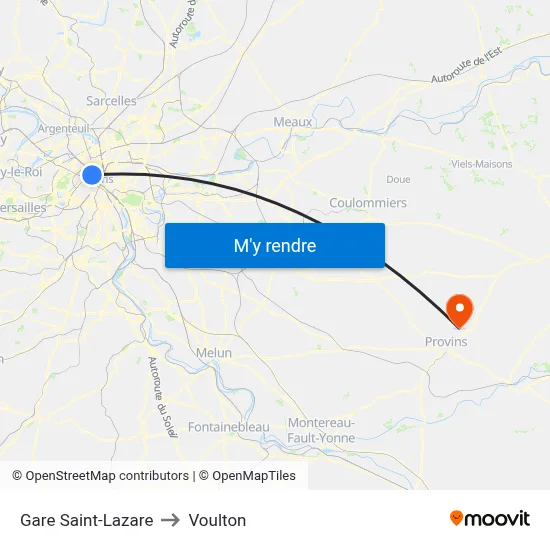 Gare Saint-Lazare to Voulton map