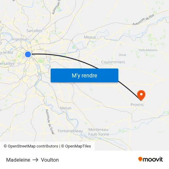 Madeleine to Voulton map