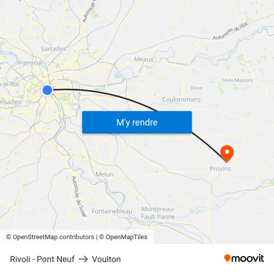 Rivoli - Pont Neuf to Voulton map