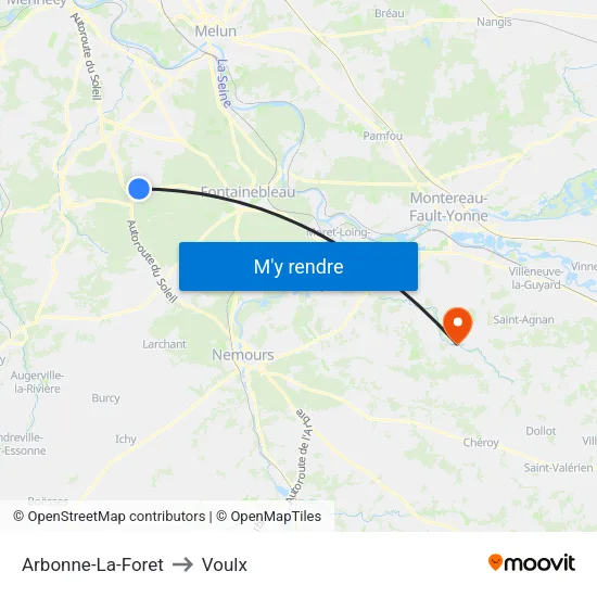 Arbonne-La-Foret to Voulx map