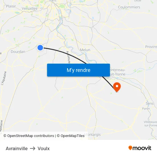 Avrainville to Voulx map