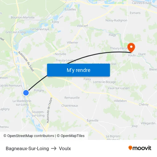Bagneaux-Sur-Loing to Voulx map