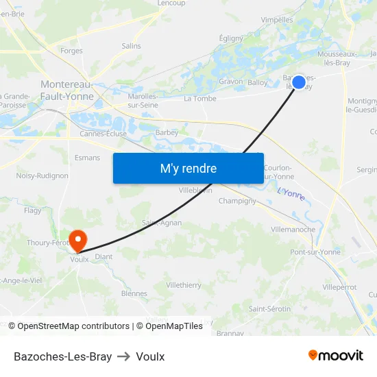 Bazoches-Les-Bray to Voulx map