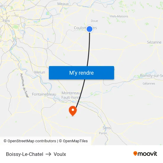 Boissy-Le-Chatel to Voulx map