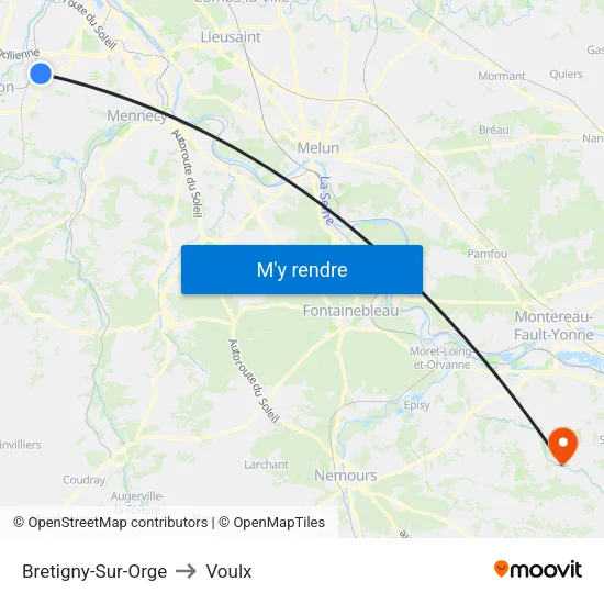 Bretigny-Sur-Orge to Voulx map