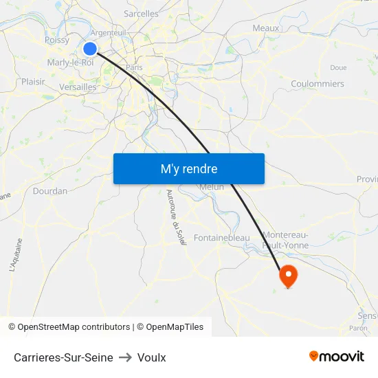 Carrieres-Sur-Seine to Voulx map