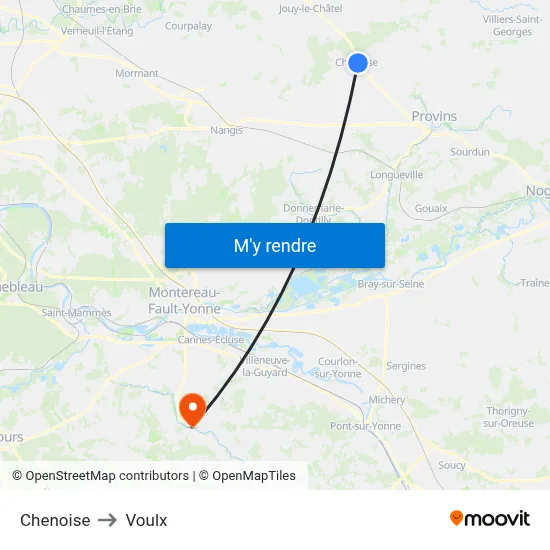 Chenoise to Voulx map