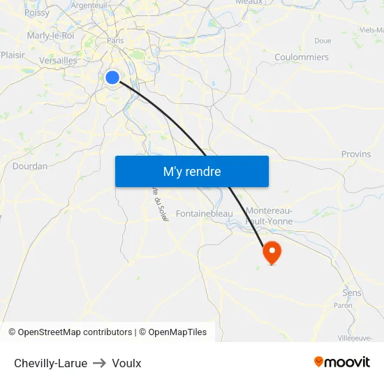 Chevilly-Larue to Voulx map