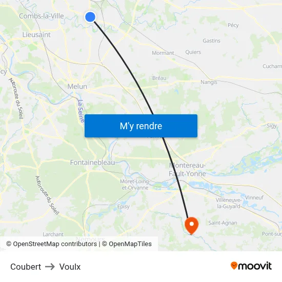 Coubert to Voulx map