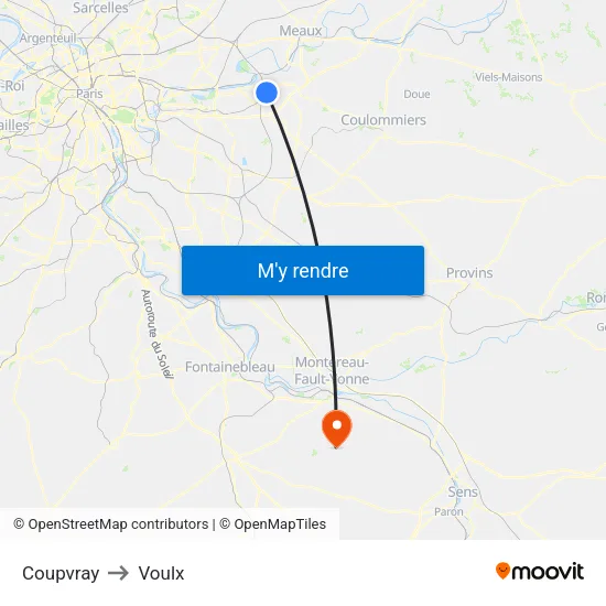 Coupvray to Voulx map