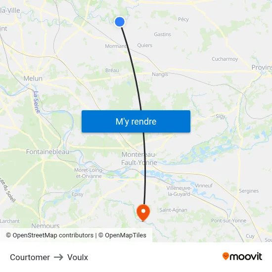 Courtomer to Voulx map