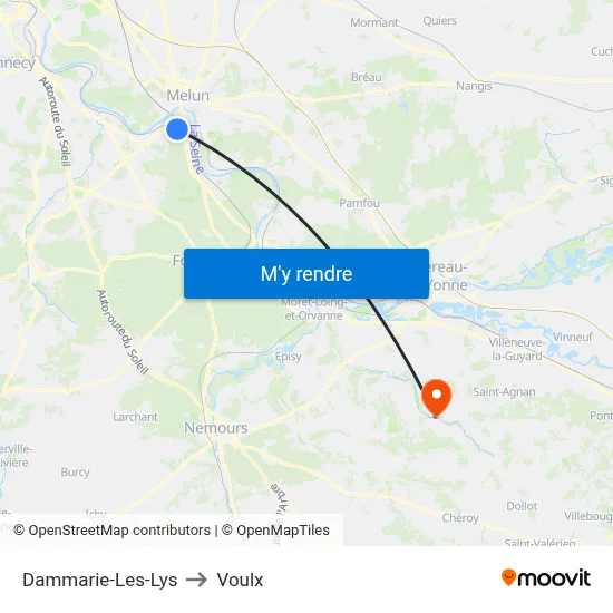 Dammarie-Les-Lys to Voulx map