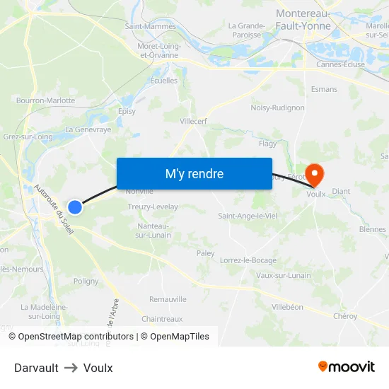 Darvault to Voulx map