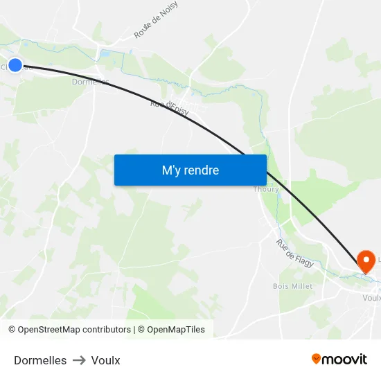 Dormelles to Voulx map