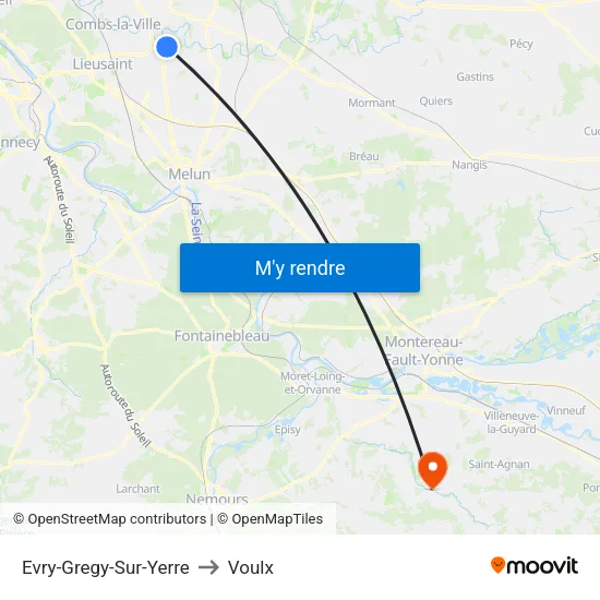 Evry-Gregy-Sur-Yerre to Voulx map