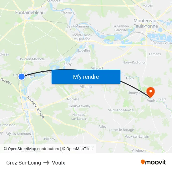 Grez-Sur-Loing to Voulx map