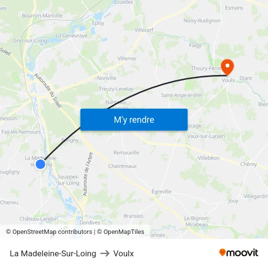 La Madeleine-Sur-Loing to Voulx map