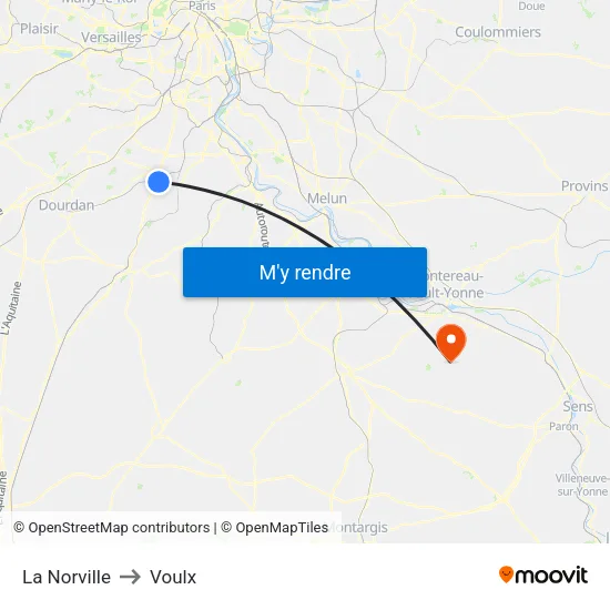 La Norville to Voulx map