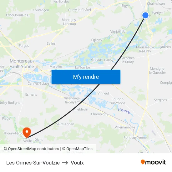 Les Ormes-Sur-Voulzie to Voulx map