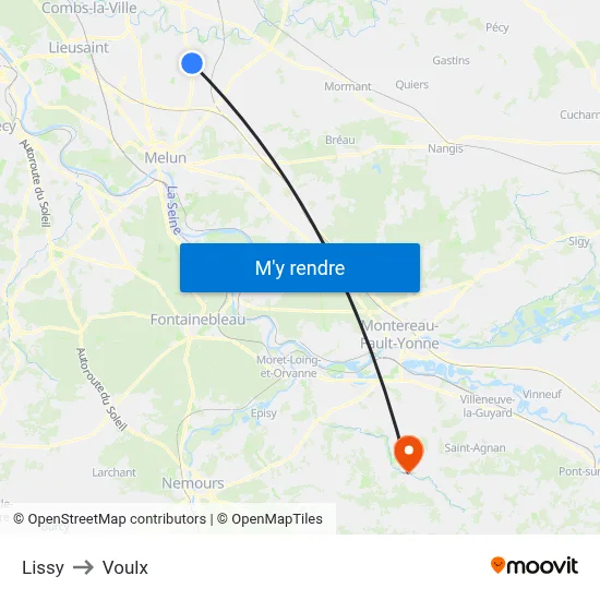 Lissy to Voulx map