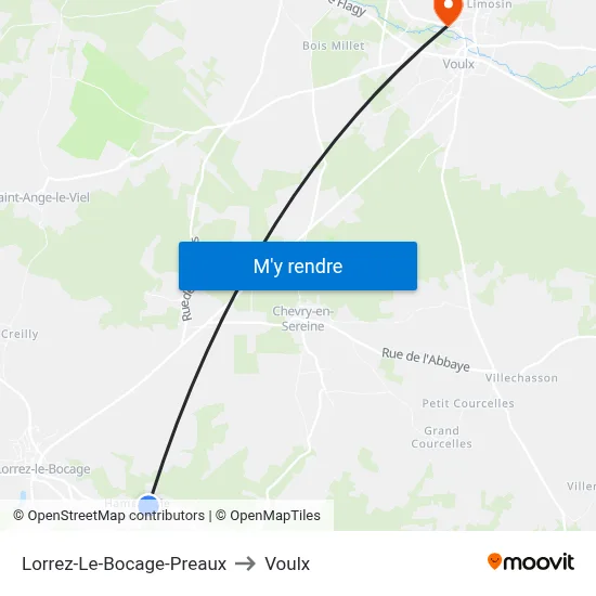 Lorrez-Le-Bocage-Preaux to Voulx map