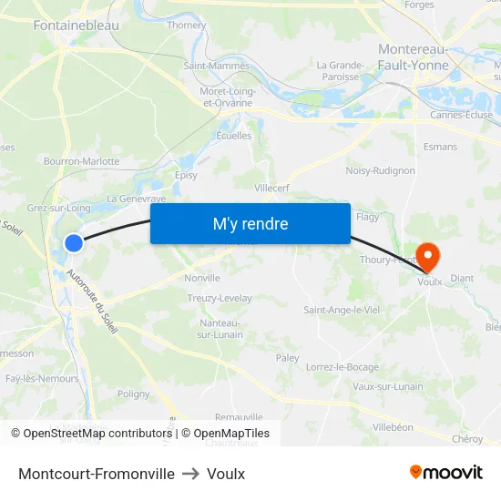 Montcourt-Fromonville to Voulx map